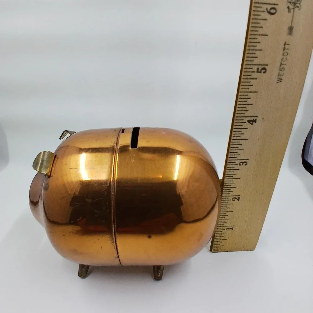 Vintage Coppercraft Guild‎ Piggy Bank Coin Holder Pig Figurine Mid Century Decor